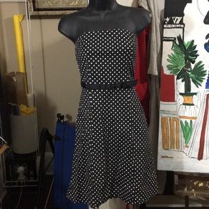 Strapless polka dot summer dress